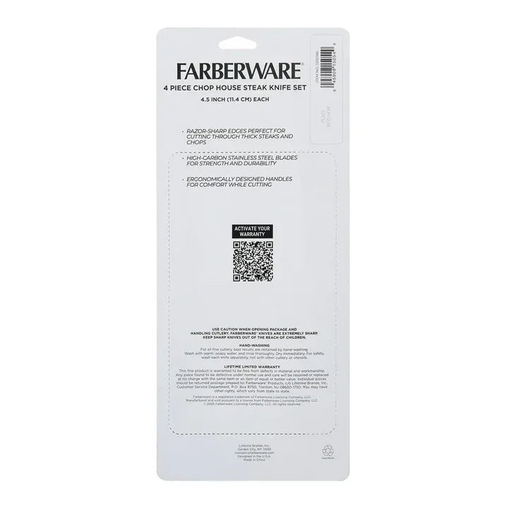 Wholesale Price with free shipping across the USA for Farberware Classic 4-Piece Stainless Steel Steak Knife Set, Faux Wood Handles - Manji Distributors