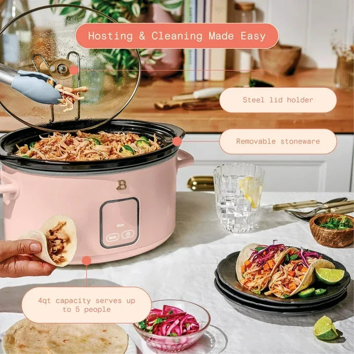 Wholesale Price with free shipping across the USA for Beautiful 4Qt Slow Cooker with Touch-Activated Display, Rose by Drew Barrymore - Manji Distributors