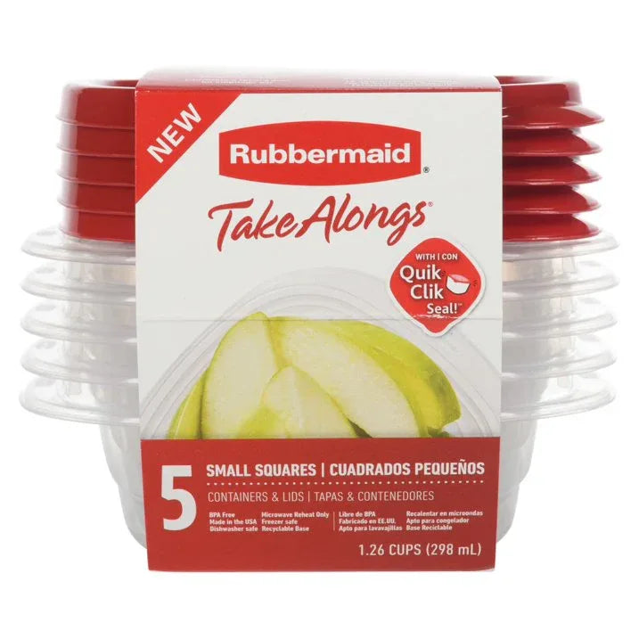 Wholesale Price with free shipping across the USA for (4 pack) Rubbermaid TakeAlongs Food Storage Containers, 5 Pack - Manji Distributors