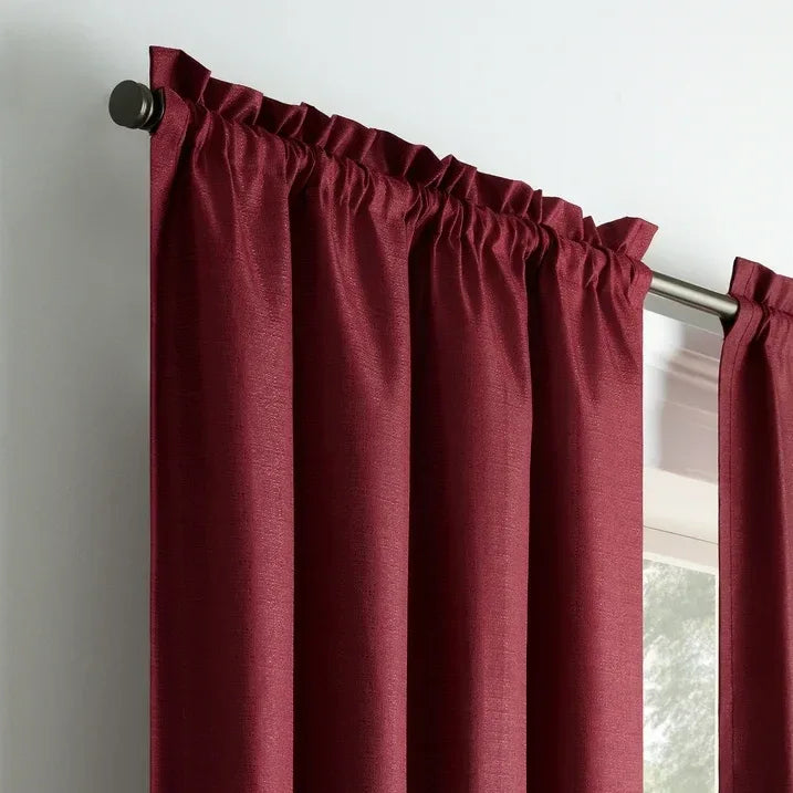 Wholesale Price with free shipping across the USA for Eclipse Samara Solid Color Blackout Rod Pocket Single Curtain Panel, Oxblood, 42