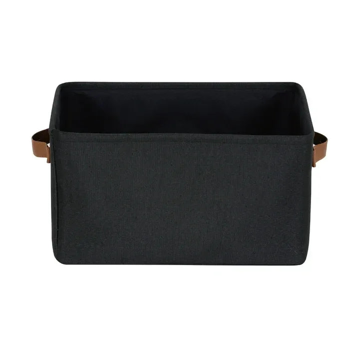 Wholesale Price with free shipping across the USA for Mainstays Black Canvas Fabric Decorative Storage Basket with Handles, 15 in x 8 in x 11 in - Manji Distributors
