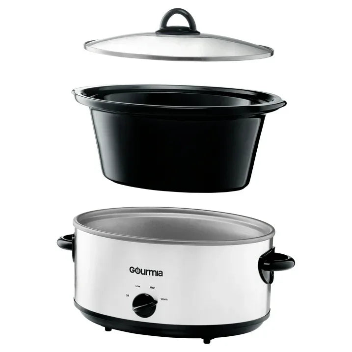 Wholesale Price with free shipping across the USA for Gourmia 6 Qt Manual Slow Cooker with 3 Heat Settings, White - Manji Distributors