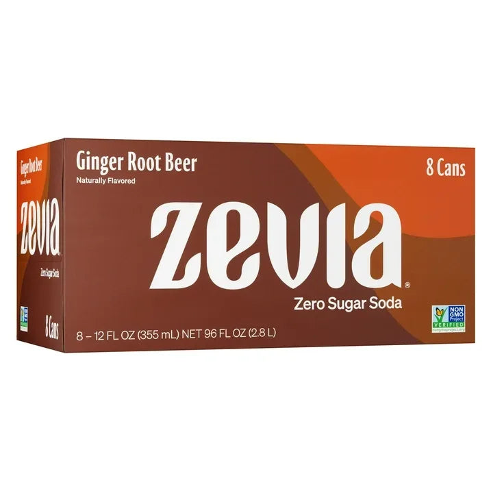 Wholesale Price with free shipping across the USA for Zevia Zero Calorie, No Sugar Ginger Root Beer Soda Pop, 12 fl oz, 8 Pack Cans - Manji Distributors