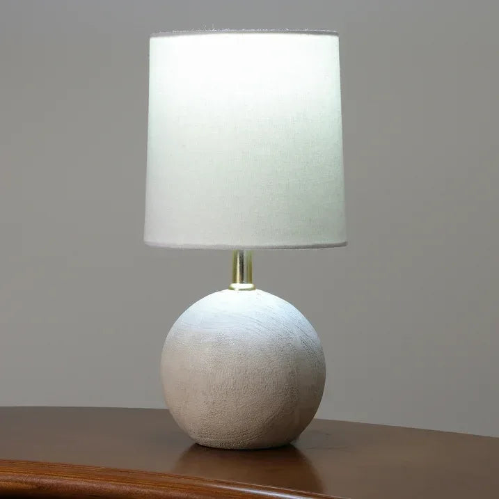 Wholesale Price with free shipping across the USA for Xtreme Lit Mini Table Lamp with Round Base, Resin Bedside Lamp Shade, Natural Gray - Manji Distributors
