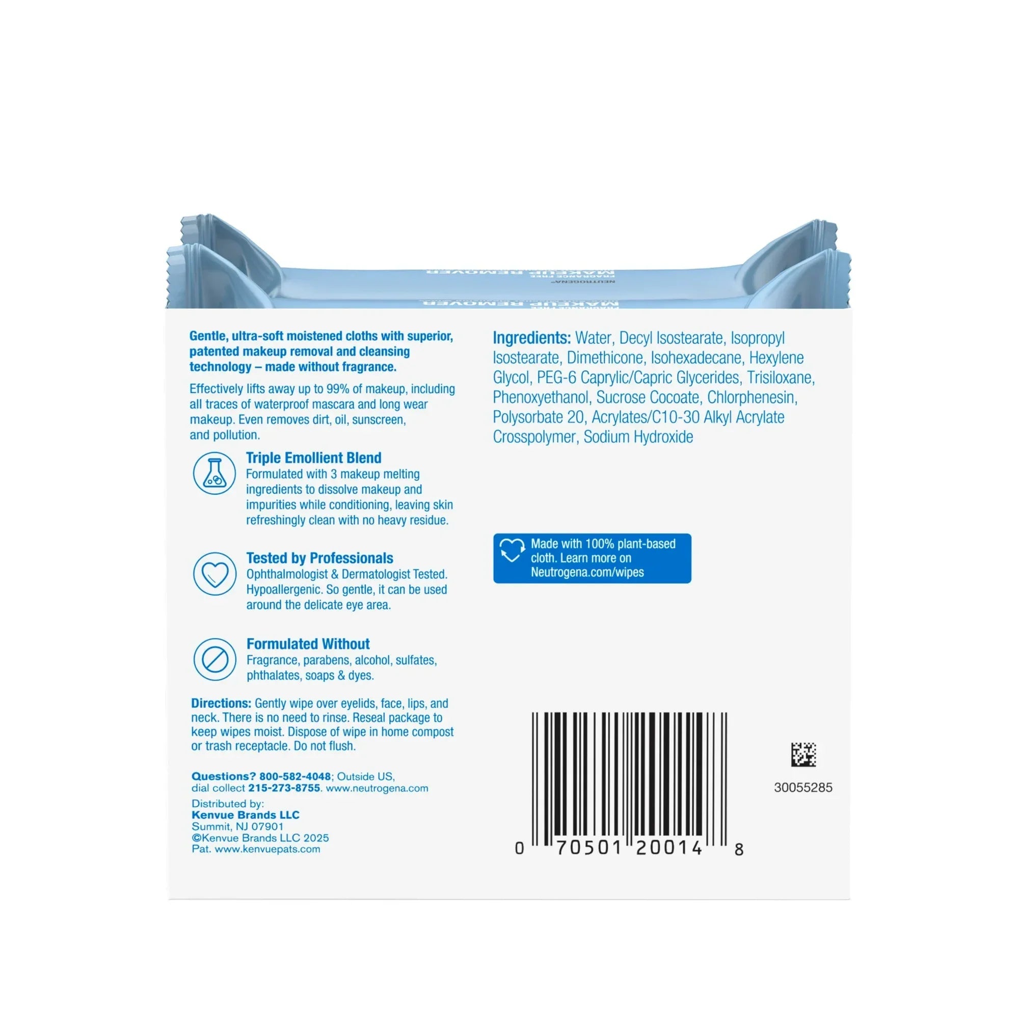 Wholesale Price with free shipping across the USA for Neutrogena Fragrance Free Makeup Remover Wipes, Face Cleansing Towelettes, 25 Count, 2 Pack - Manji Distributors