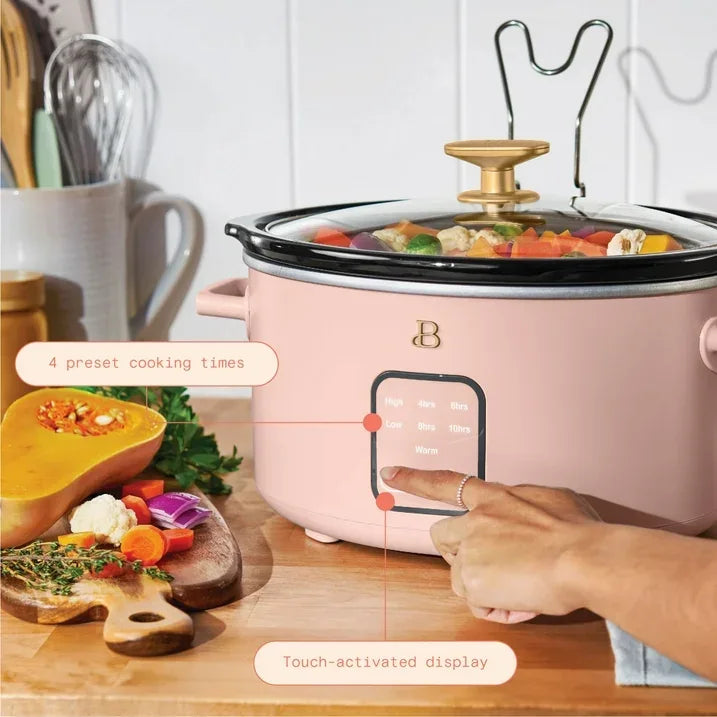 Wholesale Price with free shipping across the USA for Beautiful 4Qt Slow Cooker with Touch-Activated Display, Rose by Drew Barrymore - Manji Distributors