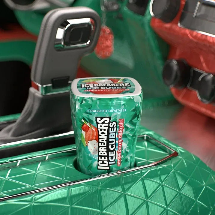 Wholesale Price with free shipping across the USA for Ice Breakers Ice Cubes Strawberry Daiquiri Flavored Sugar Free Chewing Gum, Bottle 3.24 oz, 40 Pieces - Manji Distributors