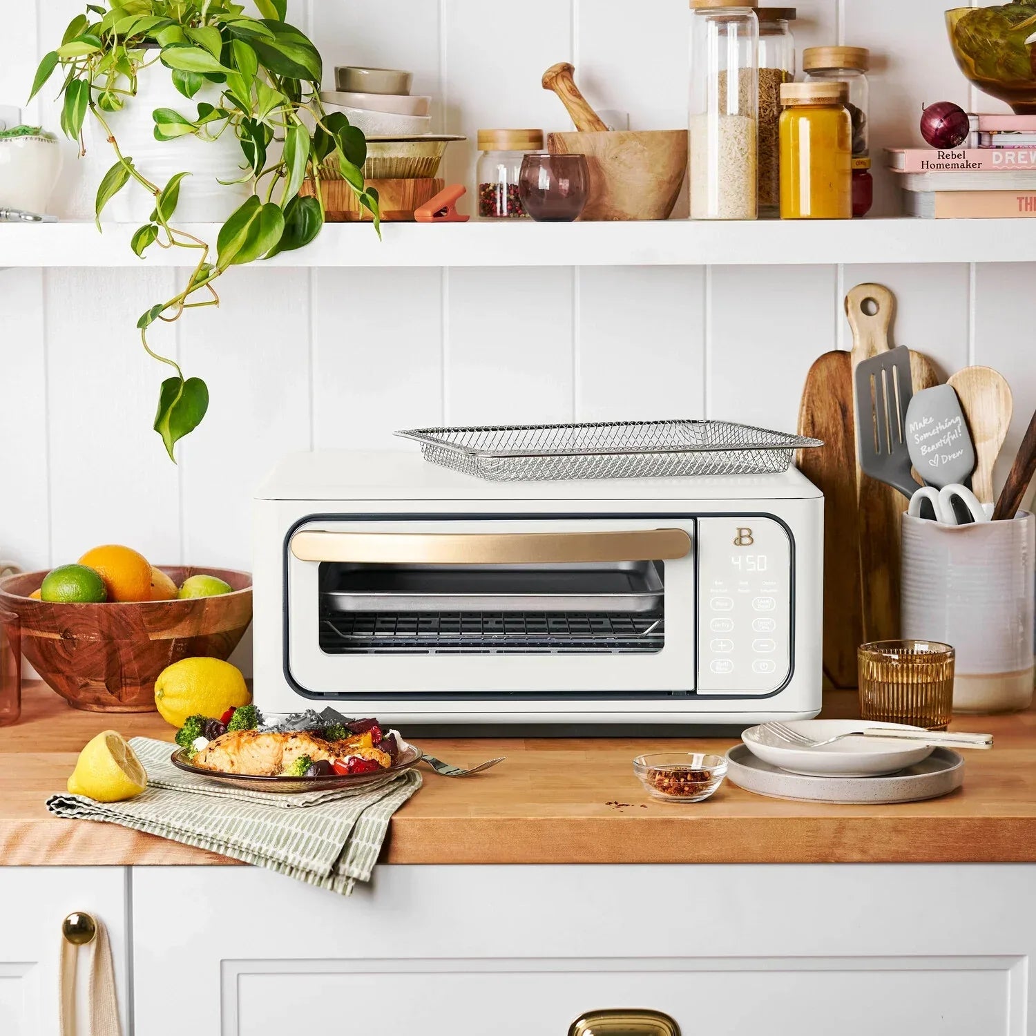 Wholesale Price with free shipping across the USA for Beautiful Infrared Air Fryer Toaster Oven, 9-Slice, 1800 W, White Icing by Drew Barrymore - Manji Distributors