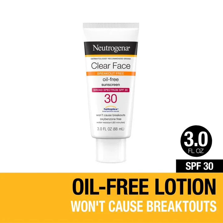 Wholesale Price with free shipping across the USA for Neutrogena SPF 30 Clear Face Sunscreen for Oily Skin, 3 fl. oz - Manji Distributors