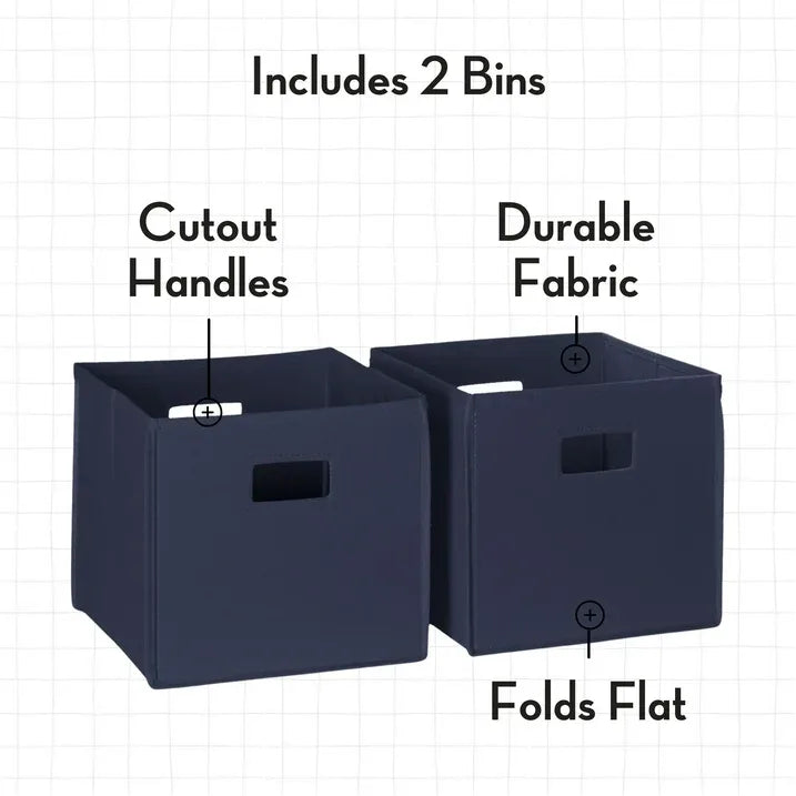 Wholesale Price with free shipping across the USA for RiverRidge Kids 2pc Collapsible Cube Fabric Storage Bins with Handles - Navy - Manji Distributors