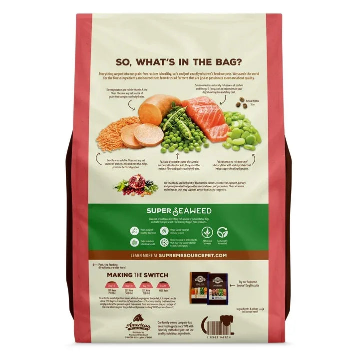 Wholesale Price with free shipping across the USA for Supreme Source Grain-Free Salmon Meal & Sweet Potato Recipe Dry Dog Food, 11lb Bag - Manji Distributors