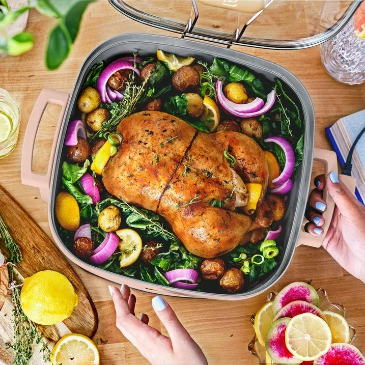 Wholesale Price with free shipping across the USA for Beautiful 5 in 1 Electric Skillet - Expandable up to 7 Qt, Rose by Drew Barrymore - Manji Distributors