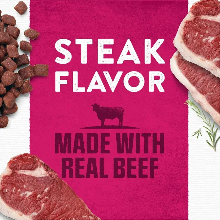Wholesale Price with free shipping across the USA for Purina Moist & Meaty Dry Dog Food, High Protein Steak Flavor with Real Beef, 6 oz Pouches (36 Pack) - Manji Distributors