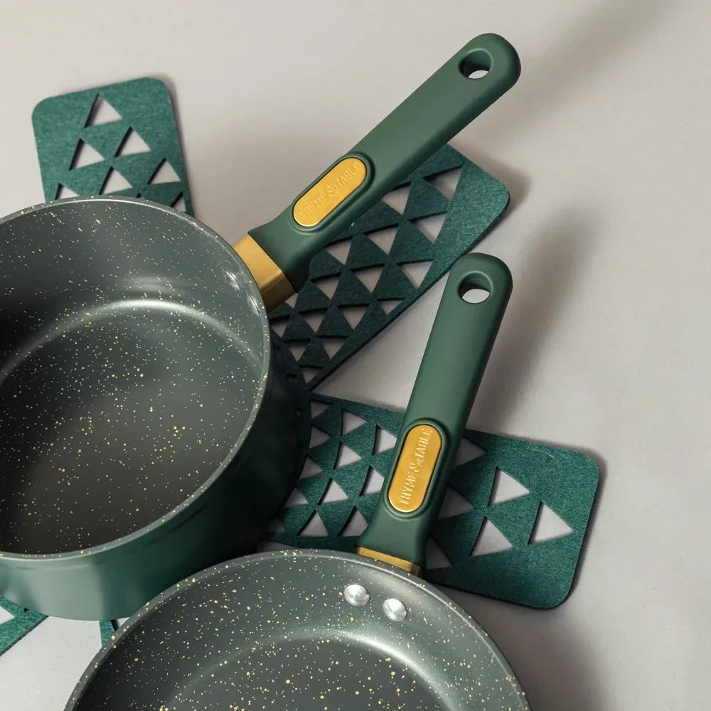 Wholesale Price with free shipping across the USA for Thyme & Table 12-Piece Non-Stick Granite Collection Cookware Set, Pots and Pans Set - Hunter Green - Manji Distributors