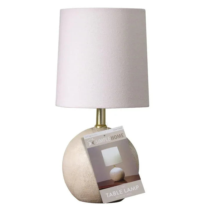 Wholesale Price with free shipping across the USA for Xtreme Lit Mini Table Lamp with Round Base, Resin Bedside Lamp Shade, Natural Gray - Manji Distributors