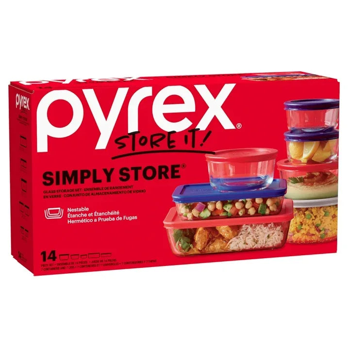 Wholesale Price with free shipping across the USA for Pyrex Simply Store Glass Bakeware Set, 14 Piece - Manji Distributors