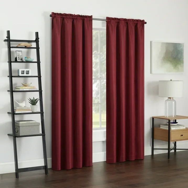 Wholesale Price with free shipping across the USA for Eclipse Samara Solid Color Blackout Rod Pocket Single Curtain Panel, Oxblood, 42