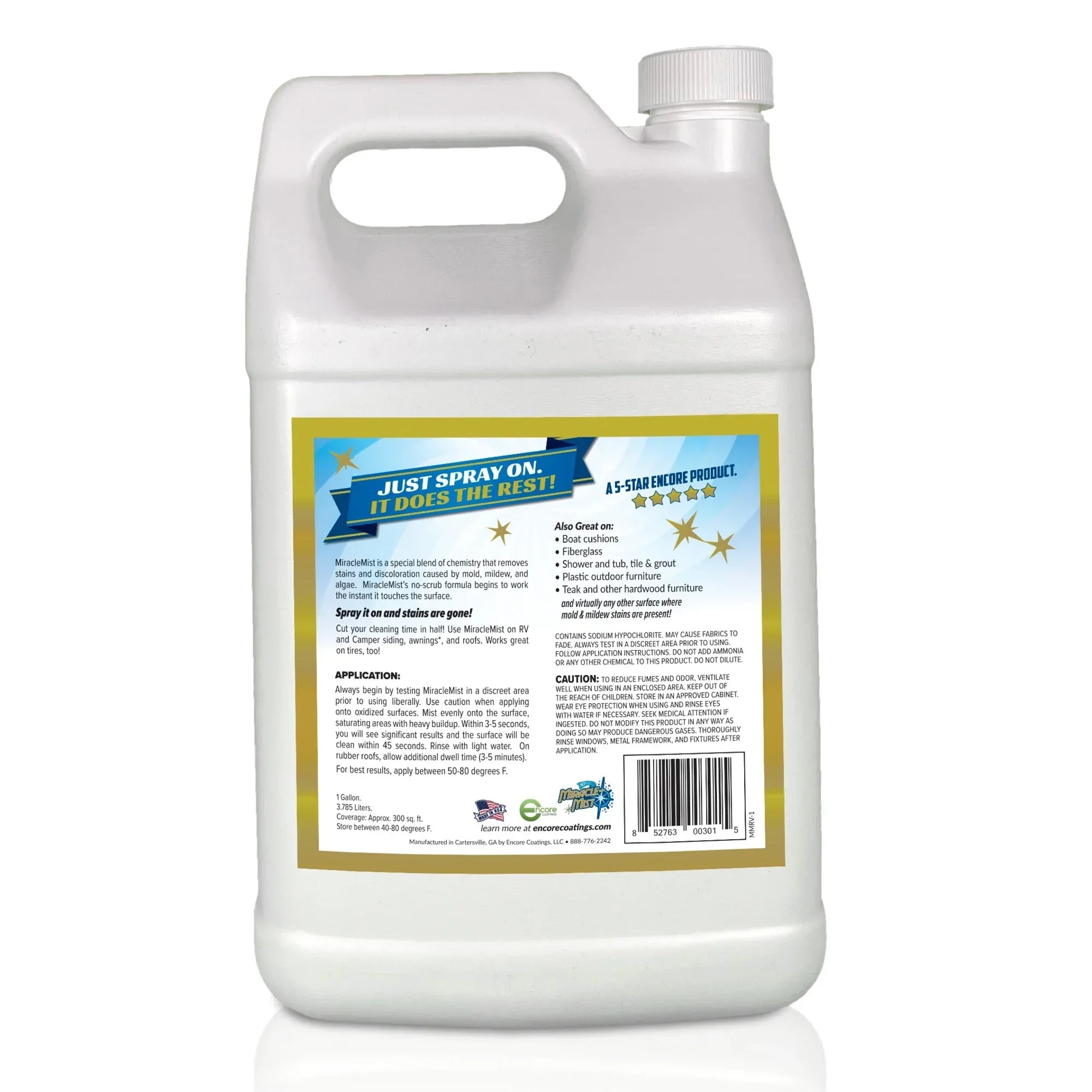 Wholesale Price with free shipping across the USA for MiracleMist Instant - Mold and Mildew Spray Remover for RV and Boat's Exterior and Interior, 1 Gallon - Manji Distributors
