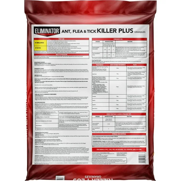 Wholesale Price with free shipping across the USA for Eliminator Ant, Flea & Tick Killer Plus Lawn Insect Granules, 20lb - Manji Distributors
