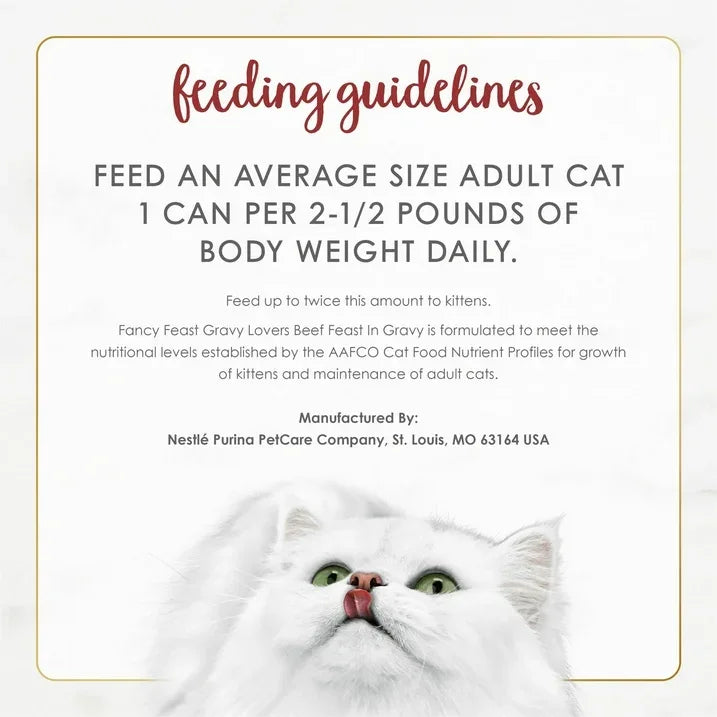 Wholesale Price with free shipping across the USA for (24 pack) Purina Fancy Feast Gravy Lovers Wet Cat Food, Beef in Gravy, 3 oz Can - Manji Distributors