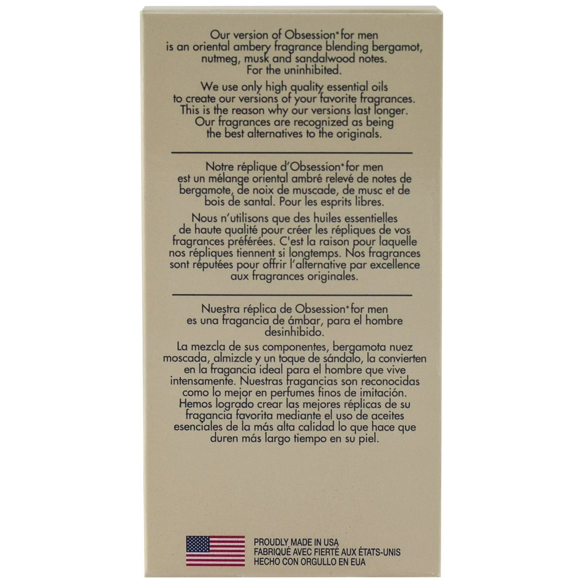 Wholesale Price with free shipping across the USA for Belcam Classic Match Cologne, Version Of Obsession, 2.5 Oz - Manji Distributors