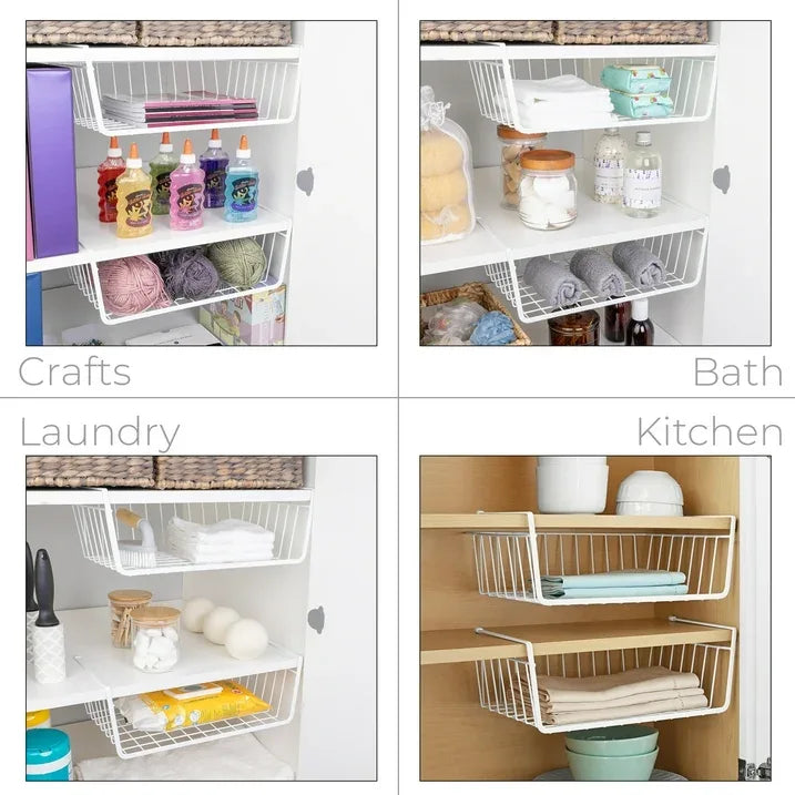 Wholesale Price with free shipping across the USA for Mainstays Wire Under Cabinet Baskets, White, 2 Count - Manji Distributors