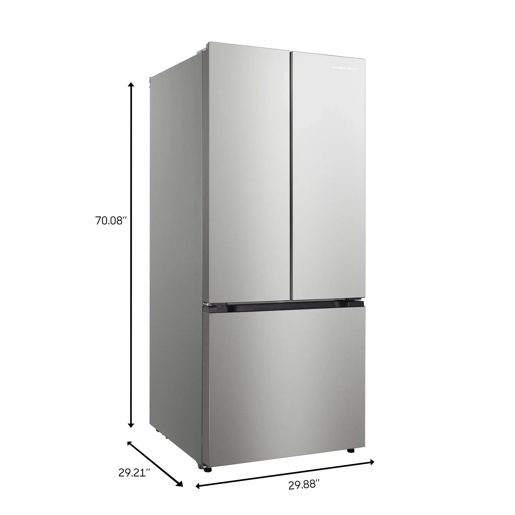 Wholesale Price with free shipping across the USA for Hamilton Beach, 17.7 Cu. Ft. French Door Refrigerator, Freestanding Installation, Platinum Silver, HZ0771 - Manji Distributors