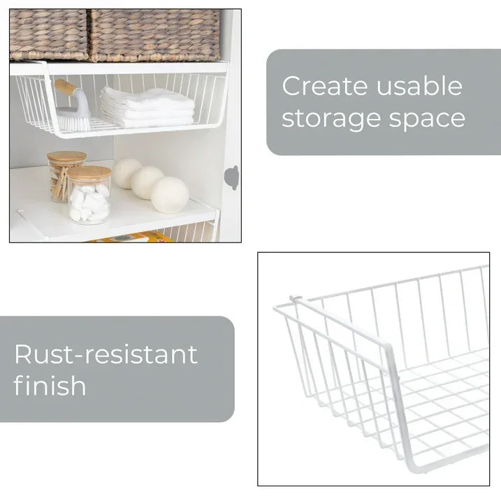 Wholesale Price with free shipping across the USA for Mainstays Wire Under Cabinet Baskets, White, 2 Count - Manji Distributors