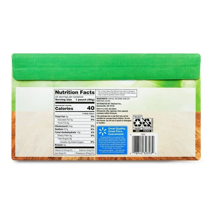 Wholesale Price with free shipping across the USA for Great Value Unsweetened Applesauce, 3.2 oz, 24 Pouches - Manji Distributors