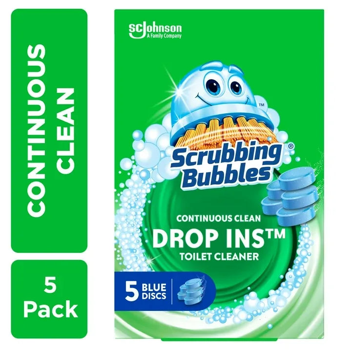 Wholesale Price with free shipping across the USA for (6 pack) Scrubbing Bubbles Continuous Clean Drop-Ins - One Toilet Bowl Cleaner Tablet Lasts Up to 4 Weeks, 5 Blue Discs, 7.05 oz - Manji Distributors
