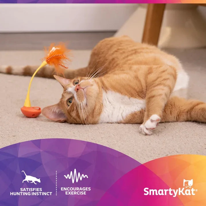 Wholesale Price with free shipping across the USA for SmartyKat Tip ‘N Dip – Interactive Cat Toy with Feathers and Wobble Action, Orange - Manji Distributors
