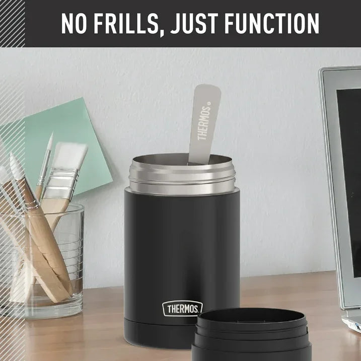 Wholesale Price with free shipping across the USA for Thermos 16oz Insulated Food Jar with Folding Spoon, Matte Black - Manji Distributors