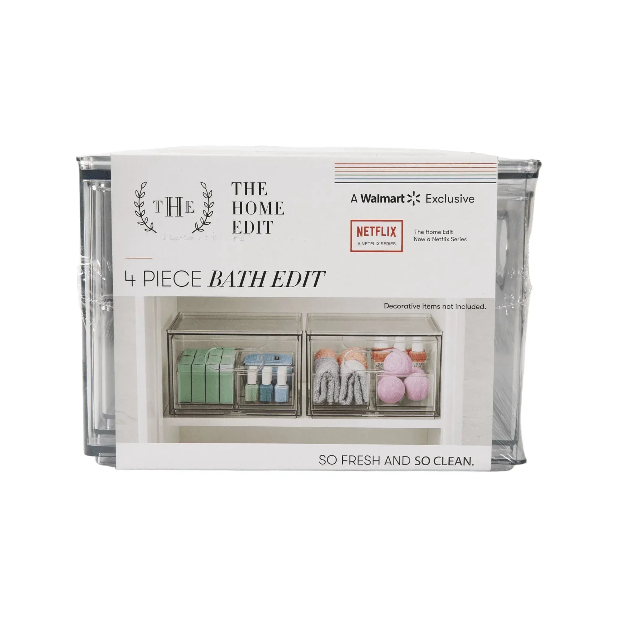 Wholesale Price with free shipping across the USA for The Home Edit 4 Piece Bath Storage Edit Clear Plastic Modular Storage System 10.63