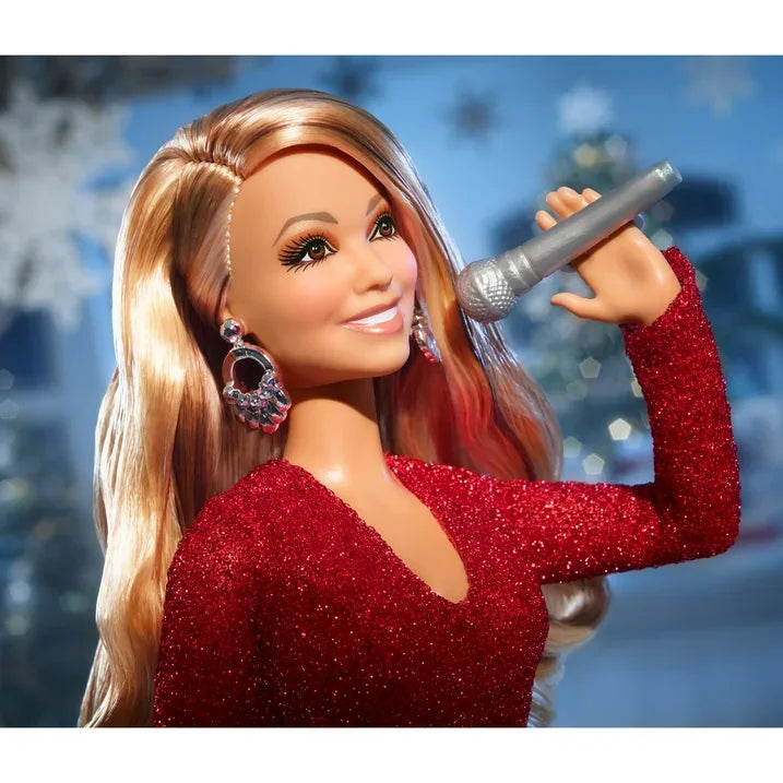 Wholesale Price with free shipping across the USA for Mariah Carey Barbie Doll, Holiday Celebration Collectible, Glittery Red Gown with Silver Accessories - Manji Distributors