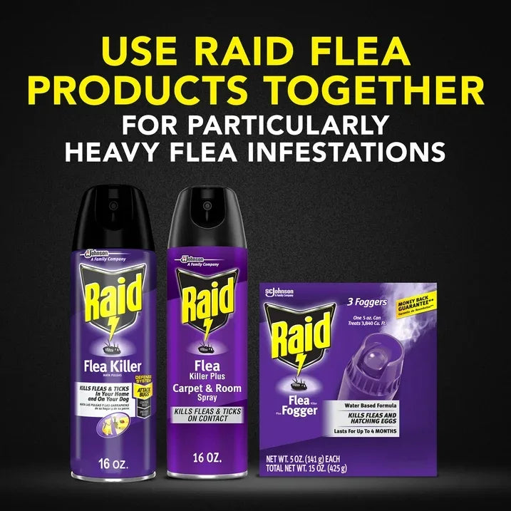 Wholesale Price with free shipping across the USA for (2 pack) Raid Flea Killer Plus Carpet & Room Spray, Bug Spray Kills Fleas & Flea Eggs, 16 oz - Manji Distributors