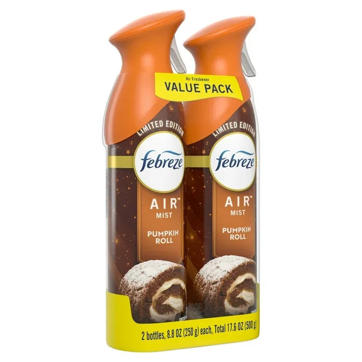 Wholesale Price with free shipping across the USA for Febreze Air Mist, Odor-Fighting Air Freshener, Pumpkin Roll, 8.8 oz. Aerosol, Pack of 2 - Manji Distributors