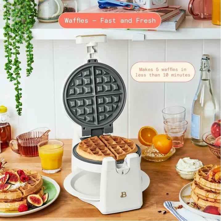 Wholesale Price with free shipping across the USA for Beautiful Rotating Belgian Waffle Maker, White Icing by Drew Barrymore - Manji Distributors
