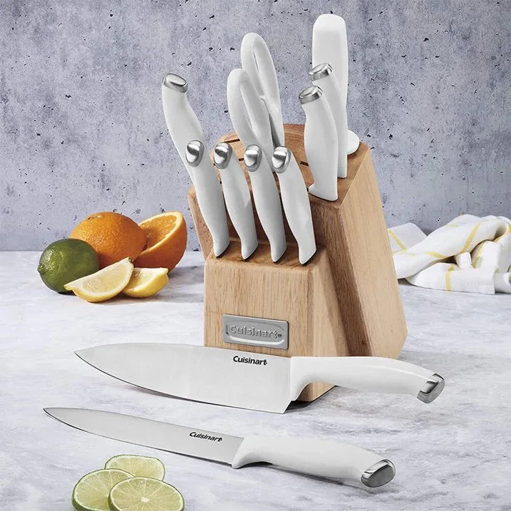 Wholesale Price with free shipping across the USA for Cuisinart Classic ColorPro Collection White Stainless Steel 12-Piece Knife Block Set - Manji Distributors