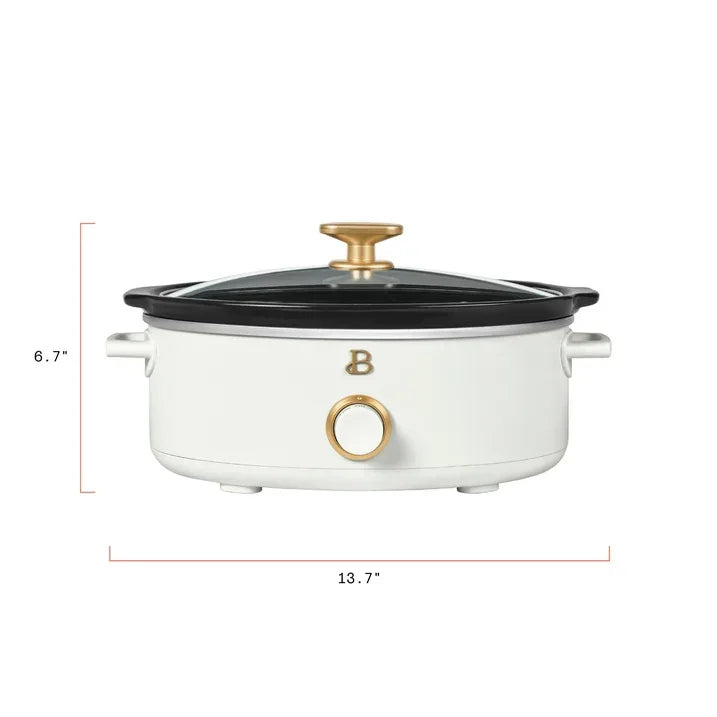 Wholesale Price with free shipping across the USA for Beautiful 2.5 Qt Dip and Serve Manual Slow Cooker, White Icing by Drew Barrymore - Manji Distributors