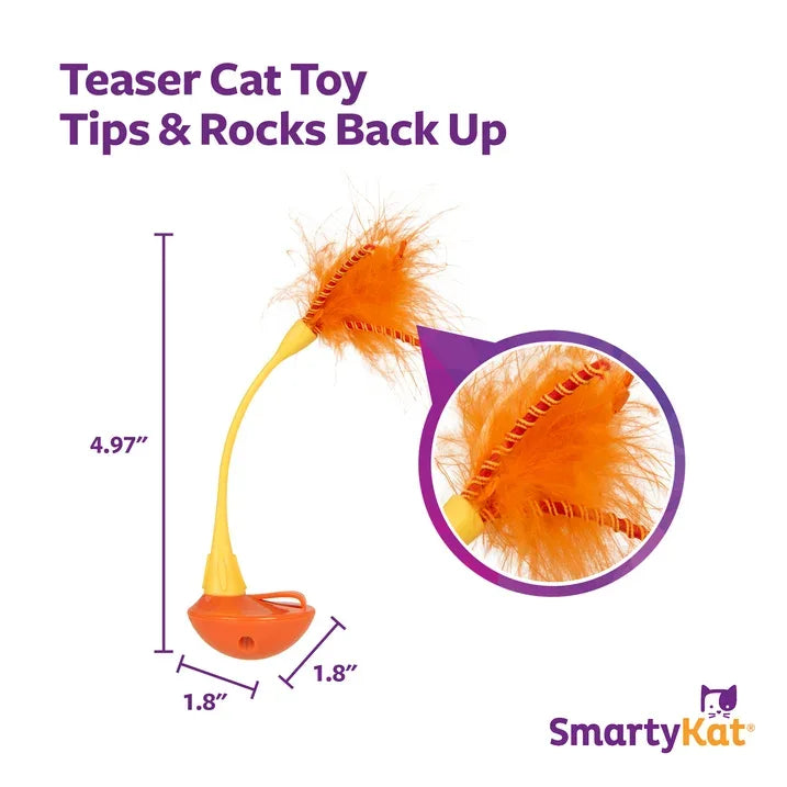 Wholesale Price with free shipping across the USA for SmartyKat Tip ‘N Dip – Interactive Cat Toy with Feathers and Wobble Action, Orange - Manji Distributors