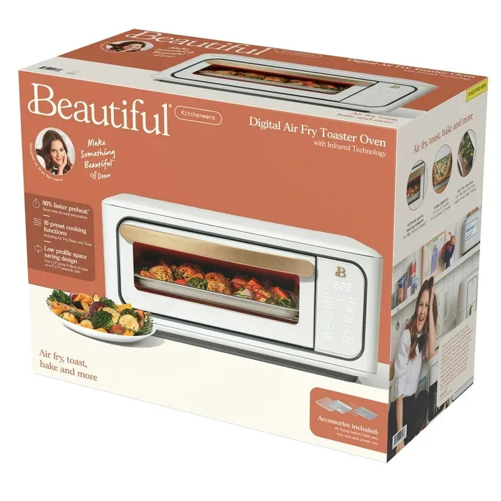 Wholesale Price with free shipping across the USA for Beautiful Infrared Air Fryer Toaster Oven, 9-Slice, 1800 W, White Icing by Drew Barrymore - Manji Distributors