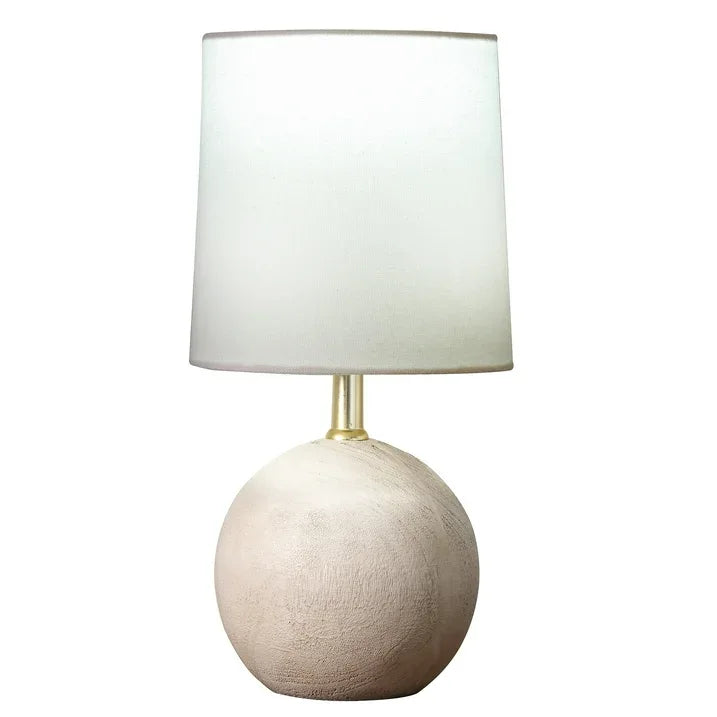 Wholesale Price with free shipping across the USA for Xtreme Lit Mini Table Lamp with Round Base, Resin Bedside Lamp Shade, Natural Gray - Manji Distributors