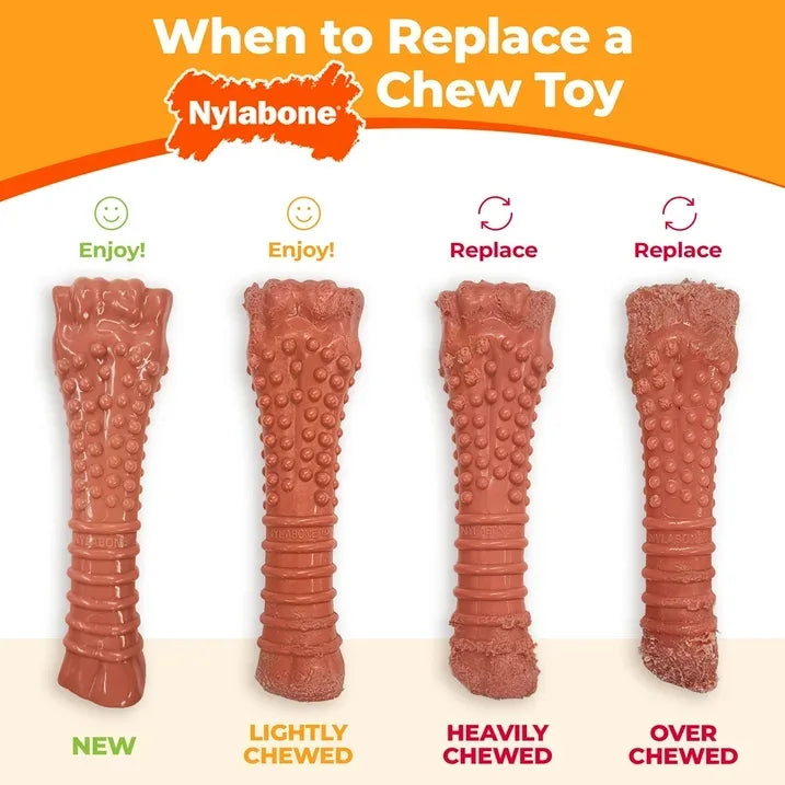 Wholesale Price with free shipping across the USA for Nylabone Power Chew Textured Bone Dog Chew Toy 70th Birthday Orange Swirl Chicken Medium (1 Count) - Manji Distributors