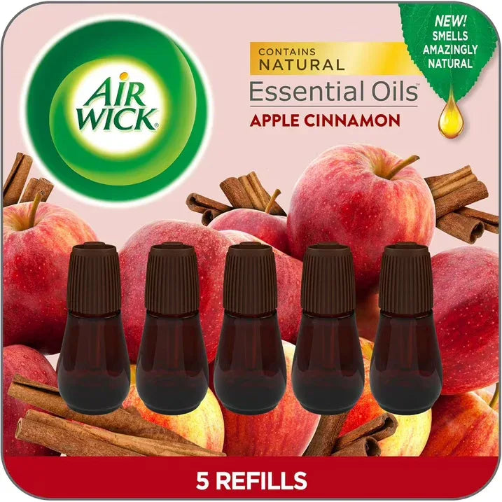 Wholesale Price with free shipping across the USA for Air Wick Essential Mist Oils Diffuser Air Freshener Refills, Apple Cinnamon, 5 Count - Manji Distributors