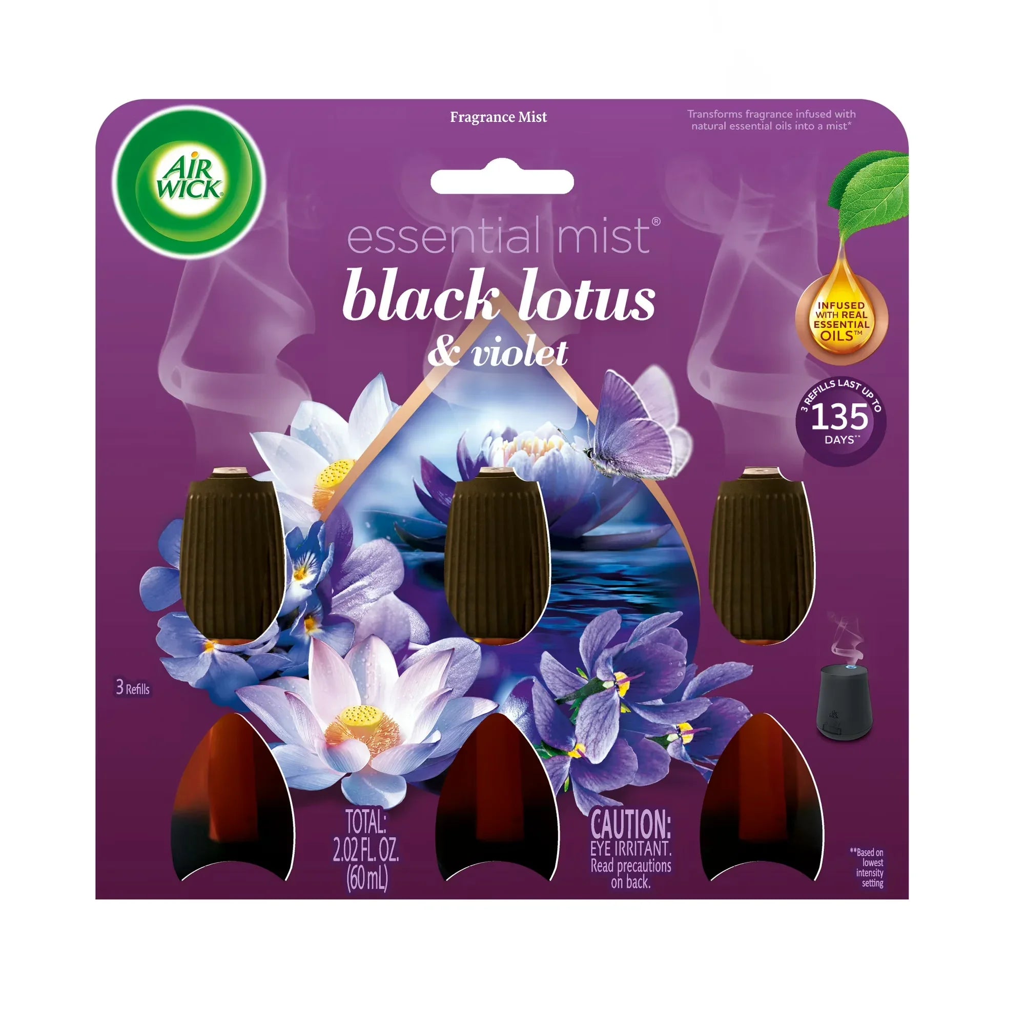 Wholesale Price with free shipping across the USA for Air Wick Essential Mist Scented Oil Air Freshener Diffuser Refills, Black Lotus and Violet, 3 Count - Manji Distributors