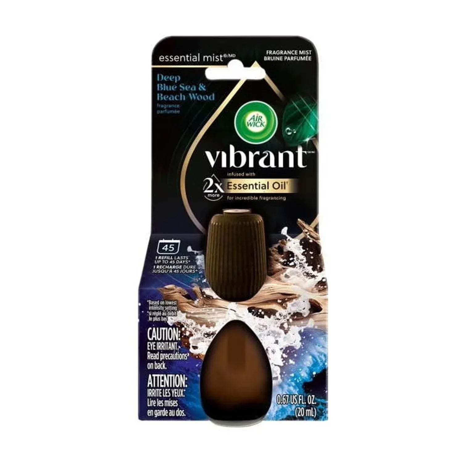 Wholesale Price with free shipping across the USA for Air Wick Essential Mist Vibrant Scented Oil Air Freshener Diffuser Refill, Deep Blue Sea and Beach Wood, 1 Count - Manji Distributors