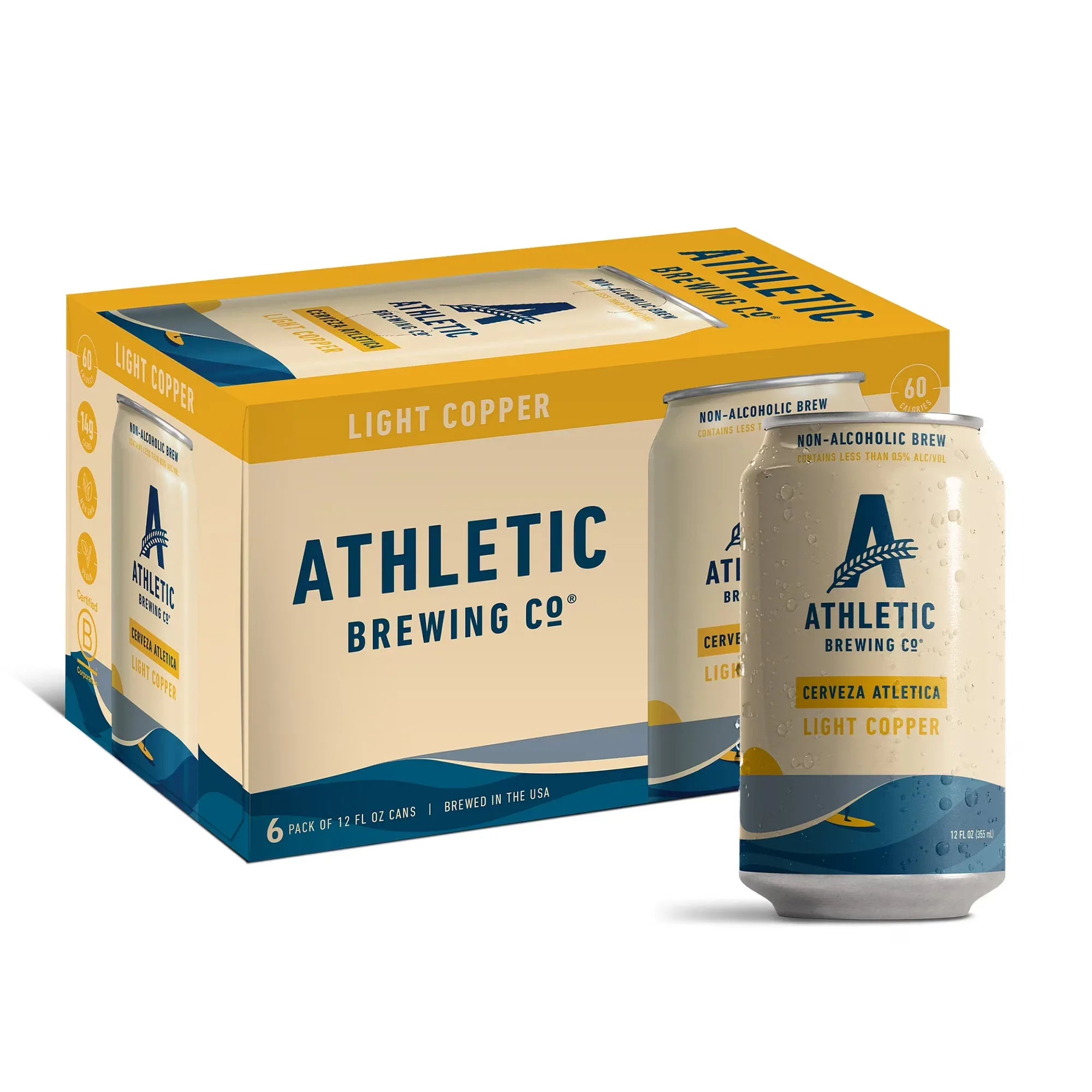 Wholesale Price with free shipping across the USA for Athletic Brewing Company Cerveza Atletica, Craft Non-Alcoholic Beer, 12 Fluid Ounce Cans, 6 Pack, 0.5% ABV - Manji Distributors