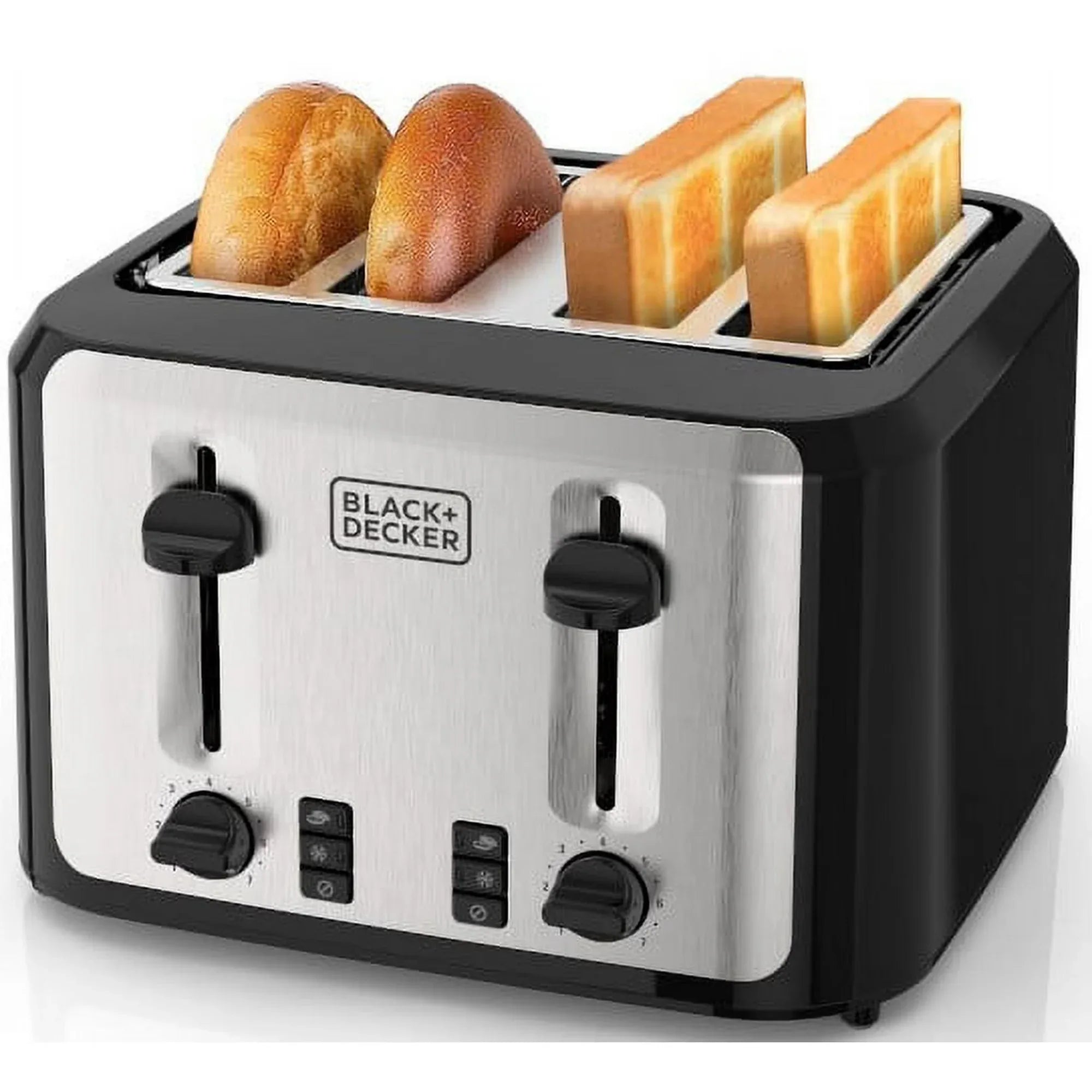 Wholesale Price with free shipping across the USA for Black+Decker 4-Slice Toaster with Extra-Wide Slots and Drop-Down Crumb Tray, Black/Silver - Manji Distributors