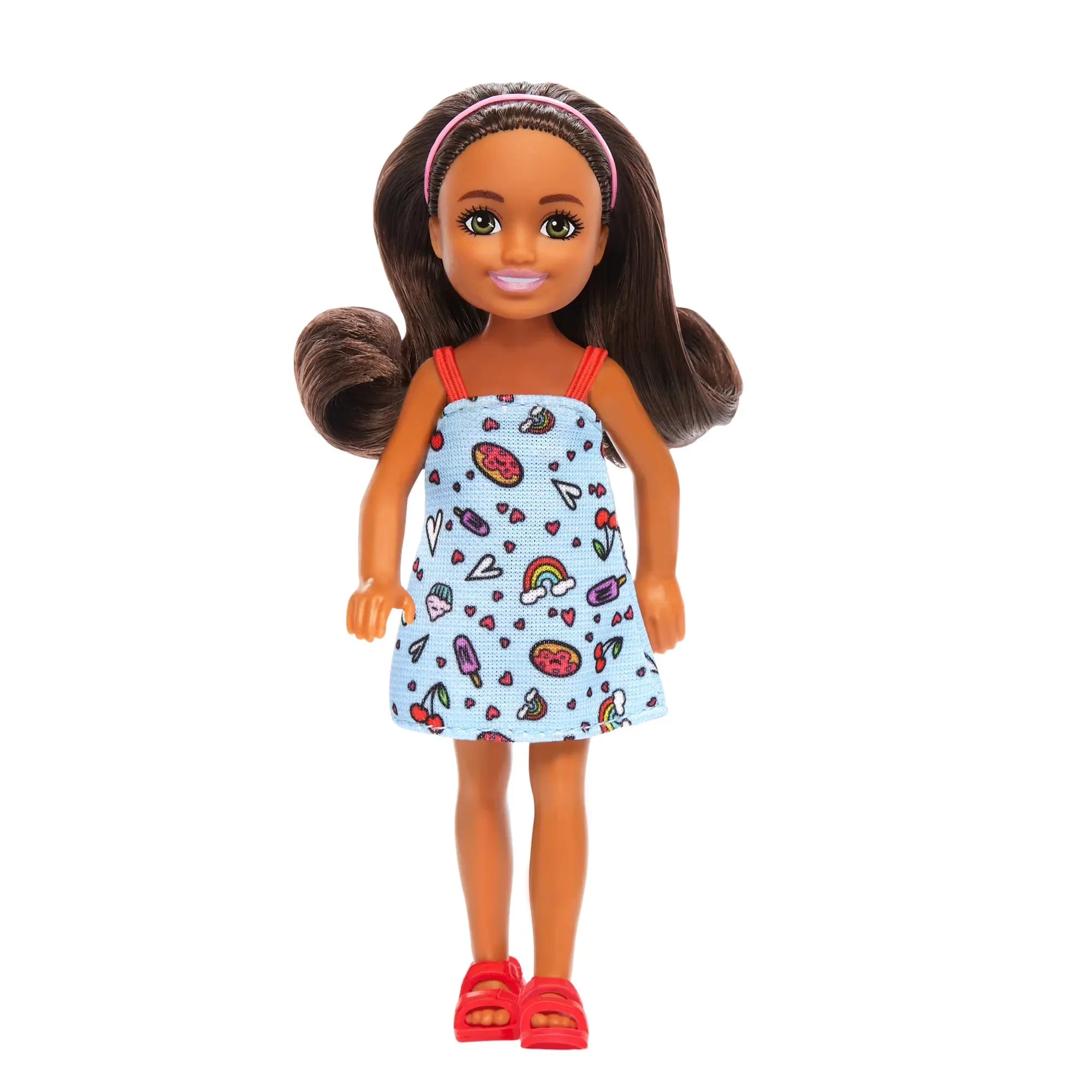 Wholesale Price with free shipping across the USA for Barbie Chelsea Doll, Small Doll Wearing Removable Blue Dress with Brown Hair & Green Eyes - Manji Distributors
