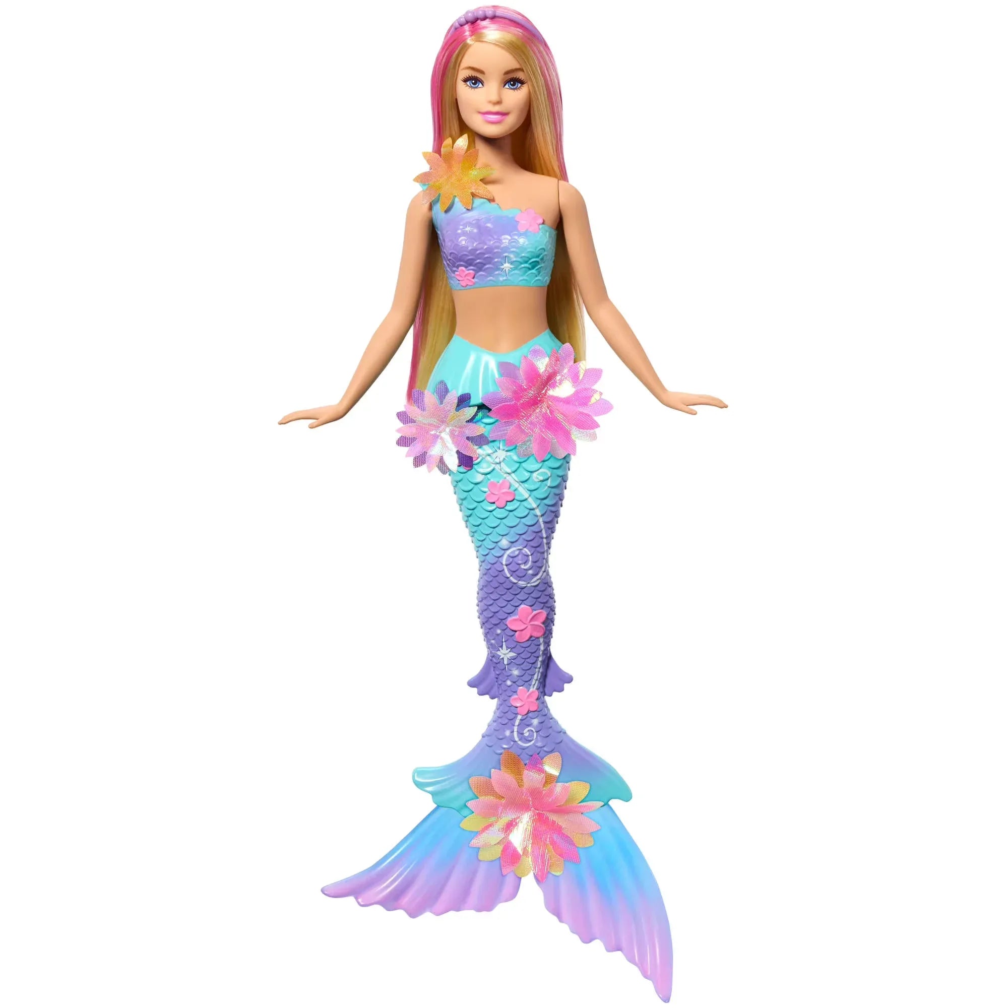 Wholesale Price with free shipping across the USA for Barbie Flower Magic Mermaid Toy Doll with Surprise Blooming Flowers Feature & Pearl Headband Accessory - Manji Distributors